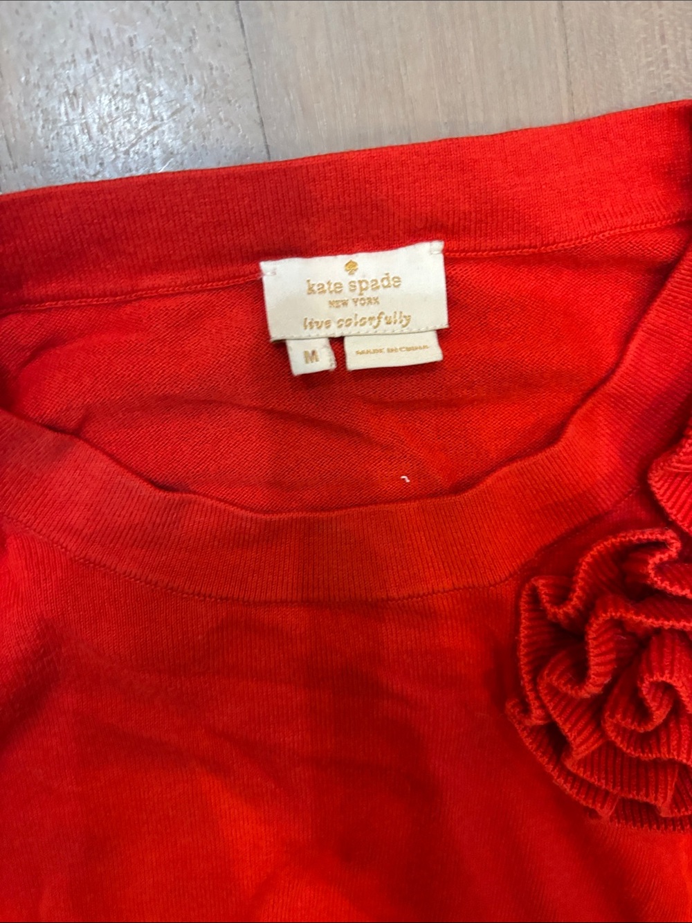 kate spade Bright Red sweater with Rosette Detail
